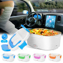 Electric Heating Lunch Box Food Heater Container Travel Thermal Bento Box Portable Food Warmer w/ 2 Removable Compartments 1 Free SpoonÊ1L