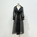 Sheer Organza Trench-Style Maxi Coat