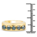14K Yellow Gold Plated 1.25 Carat Genuine Blue Diamond .925 Sterling Silver Ring