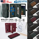Phone Wallet Case For iPhone 8 Portable Wallet Case 2 in 1 Leather Zipper Magnetic Detachable 13 Card Slots Money Pocket Clutch Cover W/ID Widows