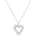 .925 Sterling Silver Prong-Set Diamond Accent Double Heart 18" Pendant Necklace (I-J Color, I1-I2 Clarity)