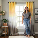 Lush Decor Window Curtains 52x84 - Yellow & Gray Ombre Fiesta Room Darkening