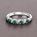 0.54 Carat Genuine Emerald and White Topaz .925 Sterling Silver Ring