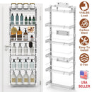 Over The Door Pantry Organizer 6-Tier Pantry Door Organizer Carbon Steel 110LBS Loading Easy Install Behind Door Storage For Closet Kitchen Bathroom 5