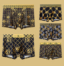 Summer Men's Ice Silk Retro Printed Antibacterial Shorts