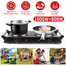 1800W Electric Double Burner Portable Heating Hot Plate Stove Countertop RV Hotplate with 5 Temperature Stepless Adjustments Portable Handles