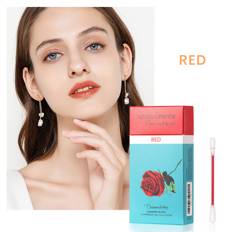 20 Pcs Cotton Swab Lipsticks Portable Waterproof