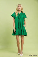 Umgee Smocked Ruffle Babydoll Mini Dress