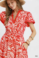 Umgee Paisley Print Midi Dress with Side Pockets