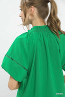 Umgee Lace Trim Peasant Top