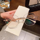 Champagne Gold Frameless Polygon Anti-blue Light Women's Reading Glasses