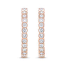 18K Rose Gold 1 Cttw Round Bezel-Set Diamond Hoop Earrings (F-G Color, VS1-VS2 Clarity)