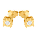 10K Yellow Gold Plated .925 Sterling Silver 1/10 Cttw Round Brilliant-Cut Diamond Miracle-Set Stud Earrings (J-K Color, I3 Clarity)