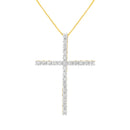 .925 Sterling Silver 2 1/2 cttw Diamond Cross Pendant Necklace (H-I, I2-I3)