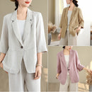 Artistic Retro Cotton-Linen Three-Quarter-Sleeve Blazer Jacket For Women