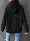 Full Size Textured Kangaroo Pocket Hoodie Plus Size
