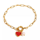 18K Gold-Plated Heart Charm Bracelet