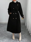 New Winter Womens Double-breasted Wool Coat With An Asymmetrical Collar
