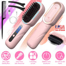 Cordless Hair Straightener Brush Rechargeable Mini Styling Comb with 4 Heating Levels Blue Light Sterilization Single press Stray Hair Removal 20Mins