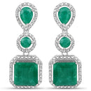 7.85 Carat Dyed Emerald .925 Sterling Silver Earrings