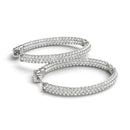 14k White Gold Diamond Hoop Double Sided Three Row Earrings (2 cttw)