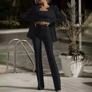 Tube Top High Waist Straight Leg Pants Suit