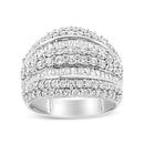 .925 Sterling Silver 2.00 Cttw Round and Baguette-Cut Diamond Cluster Ring (H-I Color, I1-I2 Clarity) - Size 7