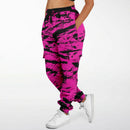 Pink and Black Rave Glitch Splatter Unisex Cargo Joggers (Fleece Lined)