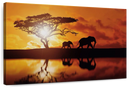 Elephant Silhouettes At Sunset Wall Art