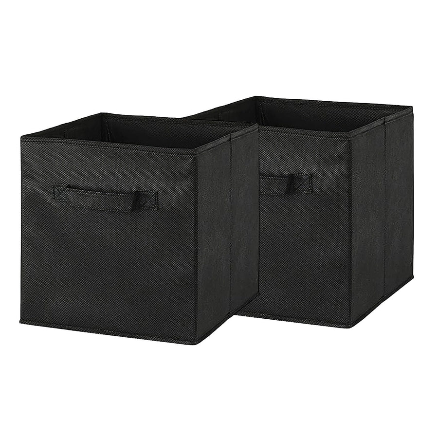 2 Sets Storage Bin Non-Woven Fabric Cube Organizer with Handle Foldable Cube Basket For Shelves Closet Living Room Bedroom Black