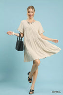 Umgee Linen Tiered Babydoll Dress with Ruffle Sleeves