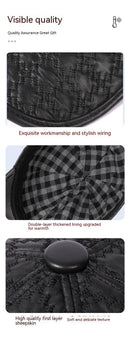 Full-grain Sheepskin Korean Style Plaid Hat Men