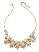 Inc Gold-Tone Stone and Glass Multi-Cluster Statement Necklace