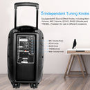 KOCASO Wireless Speaker Portable PA Karaoke System with 12" Subwoofer FM Radio Wired Microphone w/ DJ Lights FM Remote Control