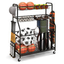 Garage Sports Equipment Organizer with Hooks & Baskets for Basketball-Black
