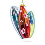 Colorful Surfing Boards Blown Glass Christmas Ornament