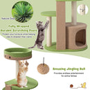 5-Tier Modern Cat Tree Tower for Indoor Cats with Sisal Scratching Posts-Green