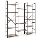 5-tier Triple Wide Heavy-duty Metal Frame Industrial Bookshelf-Rustic Brown