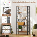 5-Tier Bookshelf with Open Shelves and Heavy Duty Metal Frame