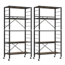 5-Tier Foldable Shelving Unit with Detachable Wheels and Anti-Toppling System-Black