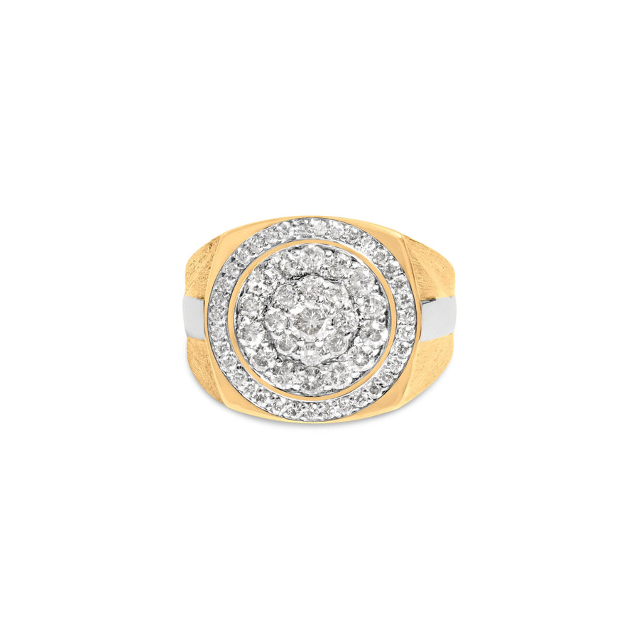 10K Yellow Gold 1 1/2 Cttw Diamond Cluster and Halo Signet Mens Ring (K-L Color, I1-I2 Clarity) - Size 10
