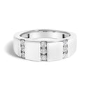 Men's .925 Sterling Silver 1/2 Cttw Diamond Triple Three Stone Row Band Ring (H-I Color, I1-I2 Clarity) - Ring Size 10