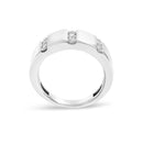 Men's .925 Sterling Silver 1/2 Cttw Diamond Triple Three Stone Row Band Ring (H-I Color, I1-I2 Clarity) - Ring Size 10