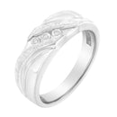 10K White Gold 1/10 Cttw Diamond Men's Three Stone Channel Set Diamond Wedding Ring (I-J Color, I1-I2 Clarity) - Size 10