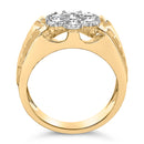 Men's 14K Yellow Gold Plated .925 Sterling Silver 1/3 Cttw Miracle-Set Floral Diamond Cluster Ring (I-J Color, I1-I2 Clarity) - Size 10