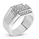 Men's .925 Sterling Silver 1.00 Cttw Diamond Multi Row Band Ring -Size 10