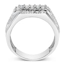 Men's .925 Sterling Silver 1.00 Cttw Diamond Multi Row Band Ring -Size 10