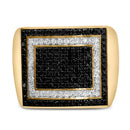 Men's 10K Yellow Gold 1 1/4 Cttw White and Black Diamond Geometric Ring