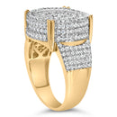 Men's 10K Yellow Gold 2-1/10 Cttw Diamond Concentric Circles Cocktail Ring