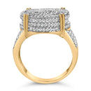 Men's 10K Yellow Gold 2-1/10 Cttw Diamond Concentric Circles Cocktail Ring